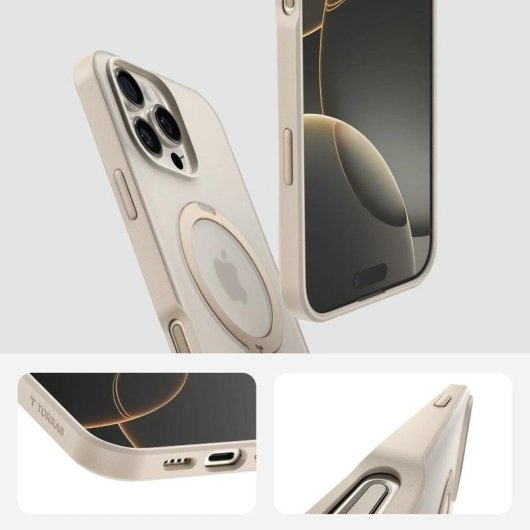 Funda para móvil Torras Ostand Spin Cover Transparente con anillo soporte para iPhone 16