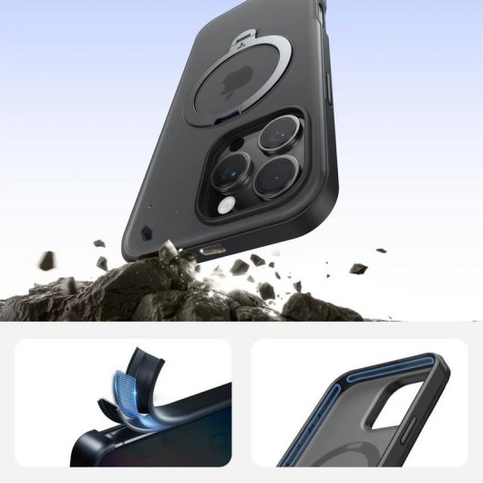 Funda para móvil Torras Ostand Spin Cover Transparente con anillo soporte para iPhone 16