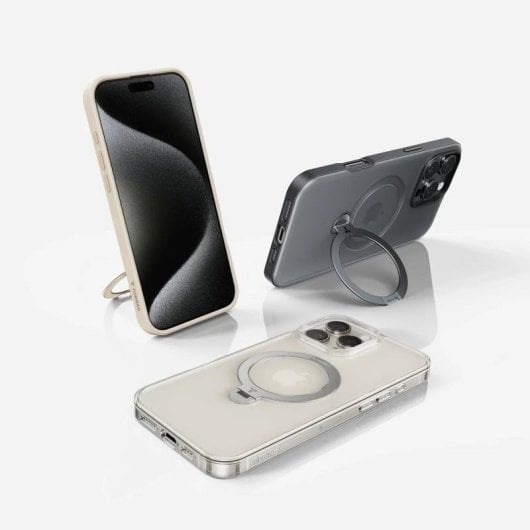 Funda para móvil Torras Ostand Spin Cover Transparente con anillo soporte para iPhone 16