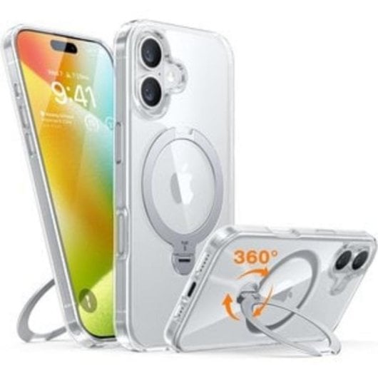 Funda para móvil Torras Ostand Spin Cover Transparente con anillo soporte para iPhone 16