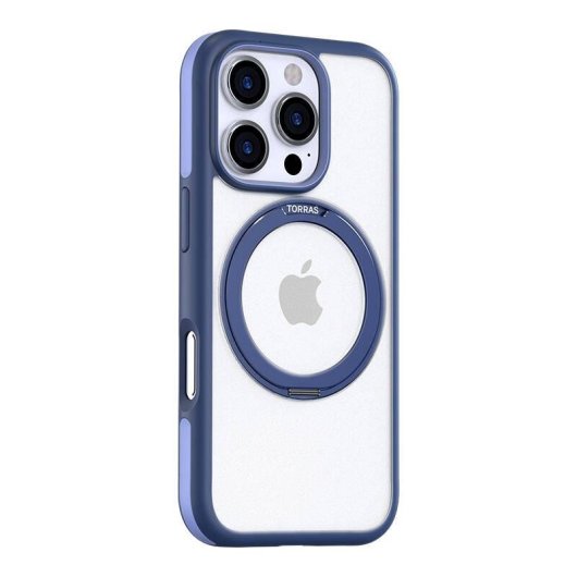 Funda para móvil Torras Ostand R Fusion Cover case Azul Transparente con soporte para iPhone 16 Pro