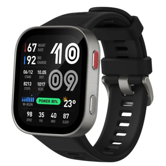 Amazfit Bip Max GPS Bluetooth 2,07" Plata Correa Negra S/M Pulsómetro Monitor Sueño