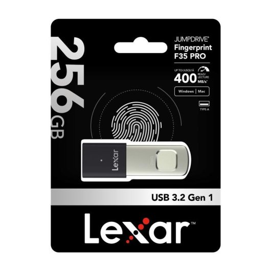 Pendrive Lexar F35 Pro 256 GB USB 3.2 Gen 1 con lector huella digital
