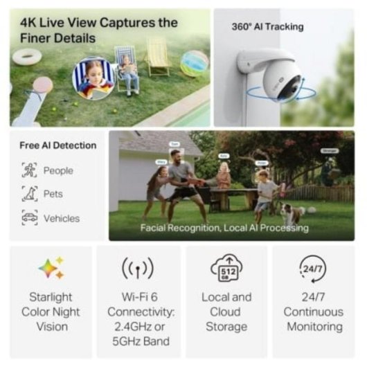 Câmera de vigilância TP-Link Tapo C560WS 4K Visão Noturna Interna e Externa IA e Alarme