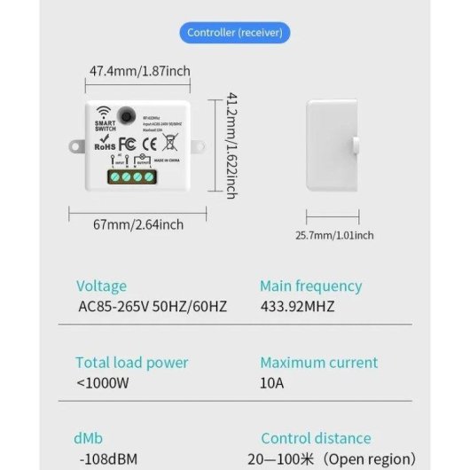 Interruttore Intelligente Autrucker Kit RF 433,92 MHz 10A CA 85~265V