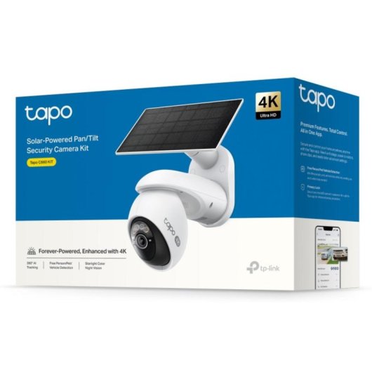 Câmera de vigilância TP-Link Tapo C660 4K Visão Noturna Externa IA Alarme Painel Solar Áudio Bidirecional