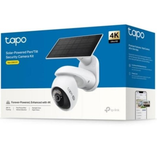 Câmera de vigilância TP-Link Tapo C660 4K Visão Noturna Externa IA Alarme Painel Solar Áudio Bidirecional