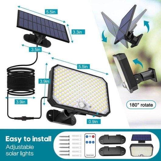 Luz Solar Exterior 360° Autrucker con Sensor de Movimiento y Mando IP65