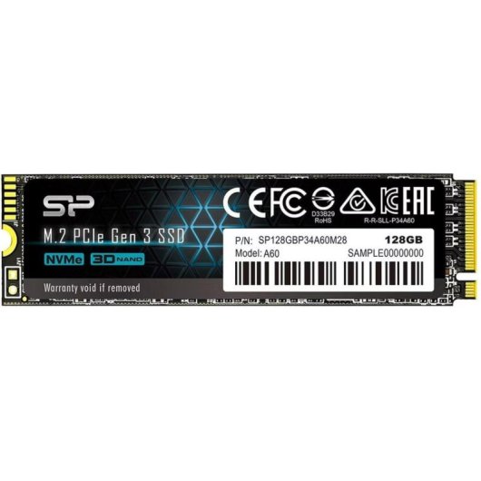 Disco Duro Silicon Power P34A60 128GB M.2 NVMe 2200MB/s 1600MB/s