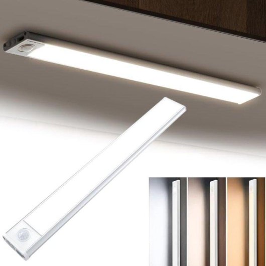 Luce LED Autrucker Pack 3, 40cm, Ricaricabile USB, 3 Livelli di Luminosità, Magnetica