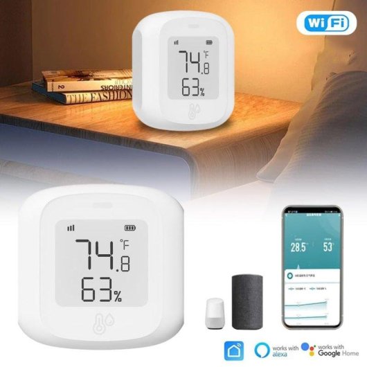Sensor de Temperatura y Humedad Autrucker Wifi Alta Precisión Compatible Alexa