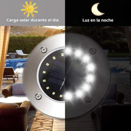 Luces Solares Empotrables de Suelo Autrucker 12 LED IP65 Paquete de 4 Blanco Cálido
