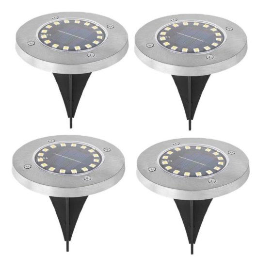 Luces Solares Empotrables de Suelo Autrucker 16 LED IP65 Paquete de 4 Blanco Cálido