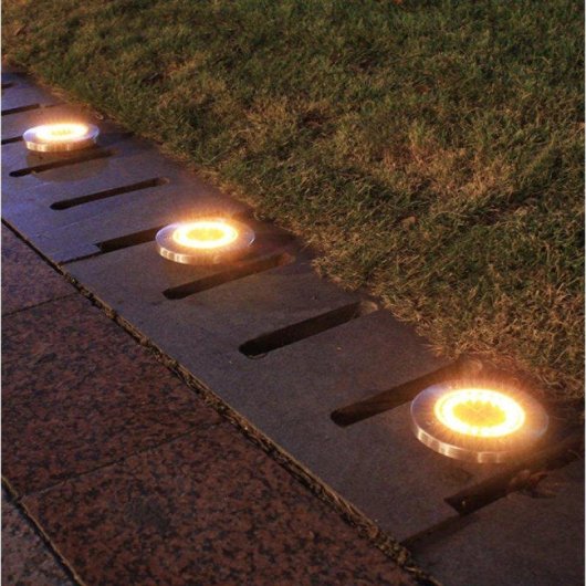 Luces Solares Empotrables de Suelo Autrucker 16 LED IP65 Paquete de 4 Blanco Cálido