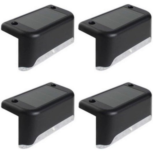 Conjunto de 4 luzes solares pretas para exteriores Autrucker — Luz quente, impermeáveis
