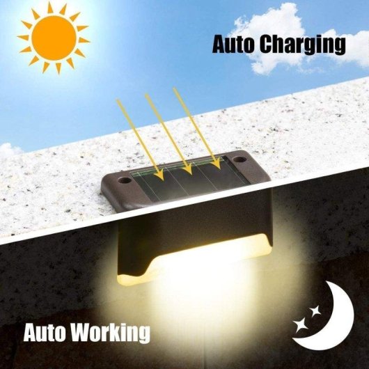 Conjunto de 4 luzes solares pretas para exteriores Autrucker — Luz quente, impermeáveis