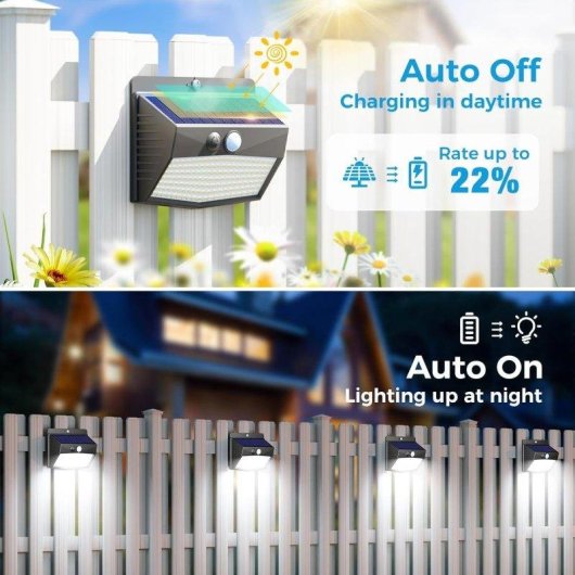 Luz Solar Autrucker 368 LED con Sensor de Movimiento IP65 para Exterior