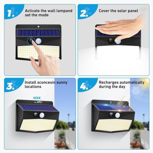 Luz Solar Autrucker 368 LED con Sensor de Movimiento IP65 para Exterior