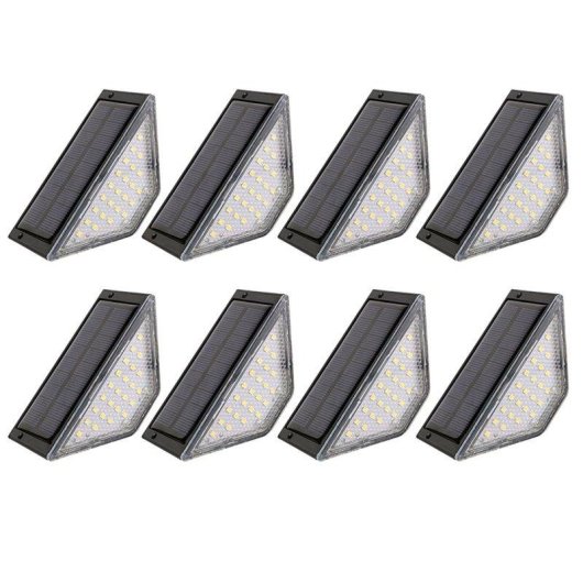 Pack Luces Solares para Escaleras Autrucker 24 LED Cálidas Impermeables IP65