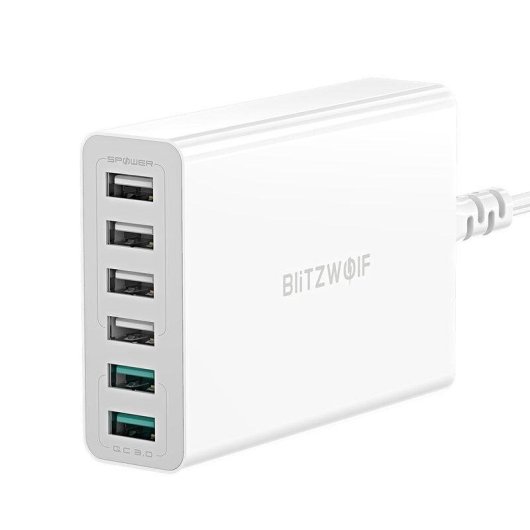 Cargador BlitzWolf BW-S15 6 Puertos USB 60W Quick Charge 3.0 Blanco