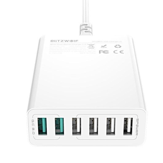 Cargador BlitzWolf BW-S15 6 Puertos USB 60W Quick Charge 3.0 Blanco