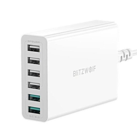 Cargador BlitzWolf BW-S15 6 Puertos USB 60W Quick Charge 3.0 Blanco