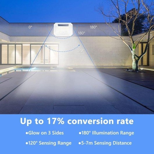 Luz Solar Exterior con Sensor Movimiento Autrucker 90 LED 120° 3 Modos IP65