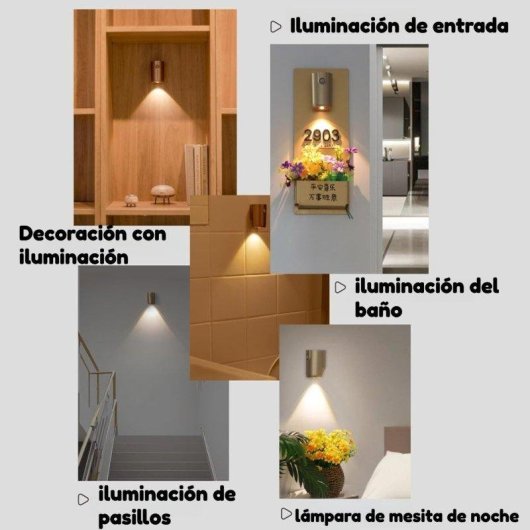 Luz Nocturna Inalámbrica Autrucker con Sensor y Panel de Puerta Iluminado