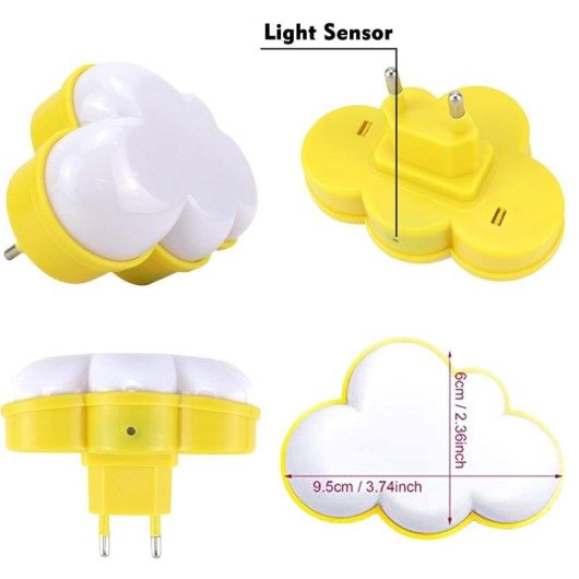 Pack 2 Luces Nocturnas LED Nube con Sensor de Luz Autrucker