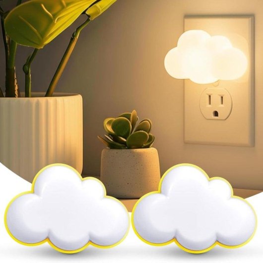 Pack de 2 Luces Nocturnas LED Nube con Sensor de Luz, diseño compacto, Autrucker