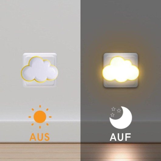 Pack de 2 Luces Nocturnas LED Nube con Sensor de Luz, diseño compacto, Autrucker