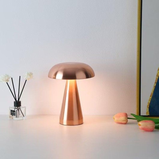 Lampada da scrivania LED Fungo Autrucker, controllo tattile tricolore, ricaricabile rosa dorato