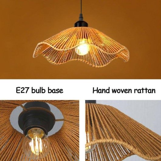Lampada a sospensione in ratano stile vintage Autrucker 220v E27 luce calda
