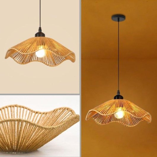 Lampada a sospensione in ratano stile vintage Autrucker 220v E27 luce calda