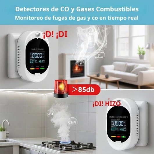 Detetor de Gás e CO Autrucker 4 em 1 Temperatura Humidade Ecrã LCD