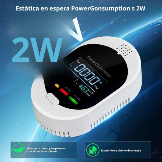 Detetor de Gás e CO Autrucker 4 em 1 Temperatura Humidade Ecrã LCD