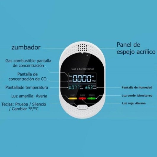 Detetor de Gás e CO Autrucker 4 em 1 Temperatura Humidade Ecrã LCD