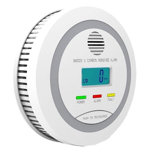 Detector de Humo y Gas Autrucker 2 en 1 Inalámbrico Detección Temprana Alarma LCD