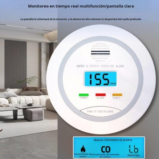 Detector de Humo y Gas Autrucker 2 en 1 Inalámbrico Detección Temprana Alarma LCD