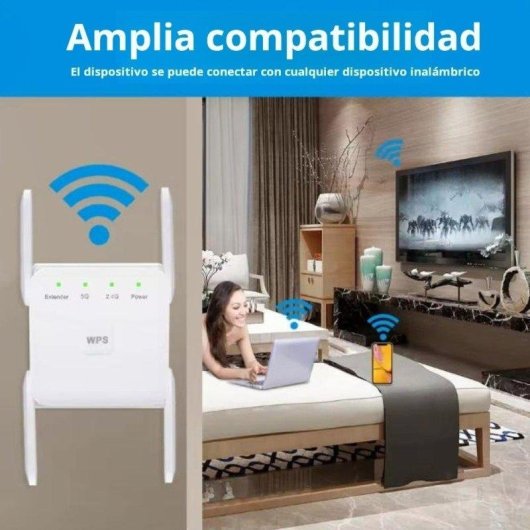 Extensor WiFi Genérico AC1200 2,4 GHz 300 Mbps Montaje Pared 2 Antenas