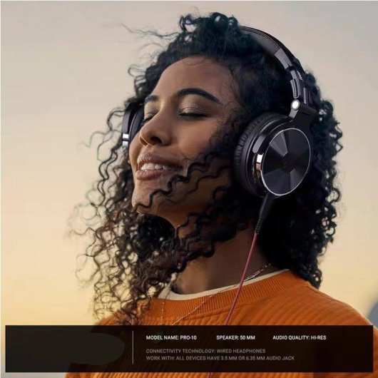 Auriculares Over-ear Pro10 Alta Resolución Estudio DJ Monitor Con Cable Micrófono Para Móvil Y Pc