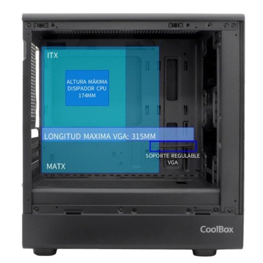 Boîtier PC Micro ATX CoolBox GM350 DarkFace USB-C 3.2 Gen1 Verre Fumé