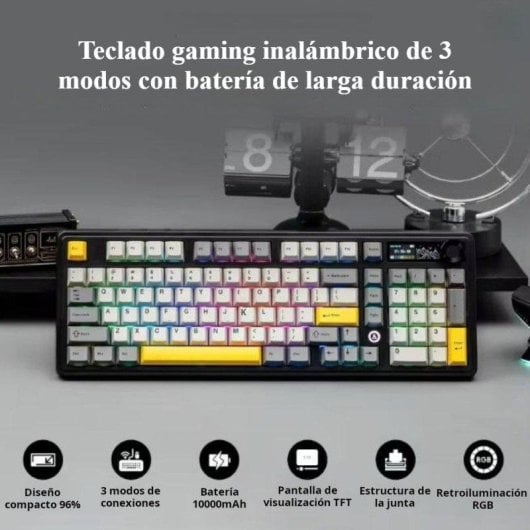 Teclado Genérica AK980 mecánico compacto con pantalla TFT y RGB multiconexión