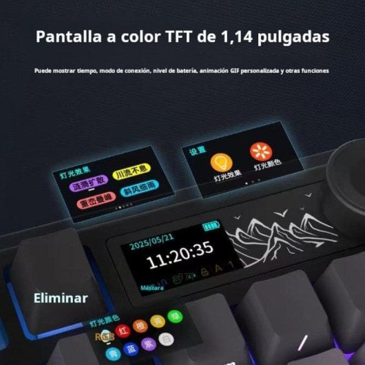 Teclado Genérica AK980 mecánico compacto con pantalla TFT y RGB multiconexión