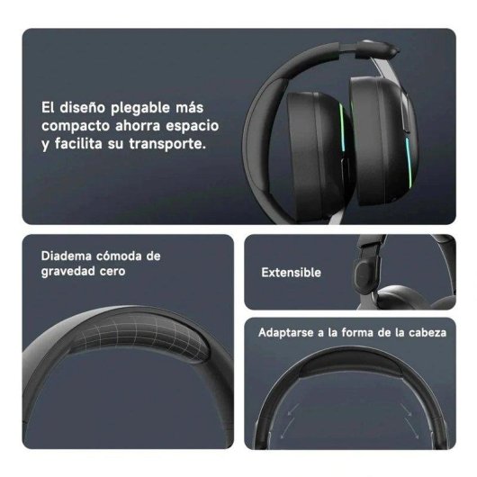 Auriculares Genéricos inalámbricos Bluetooth 5.4 plegables con sonido 3D y carga rápida negro