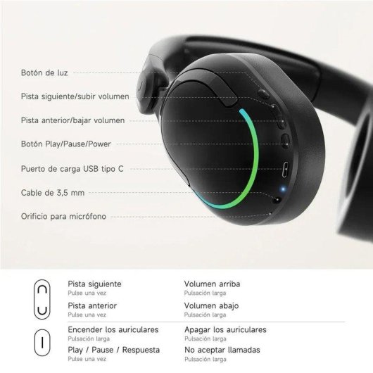 Auriculares Genéricos inalámbricos Bluetooth 5.4 plegables con sonido 3D y carga rápida negro