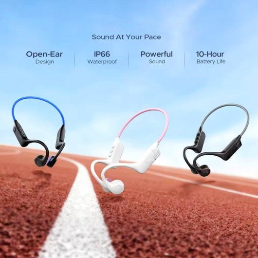 Auriculares Genéricos inalámbricos Bluetooth 5.4 conducción ósea IP66 para deporte negro