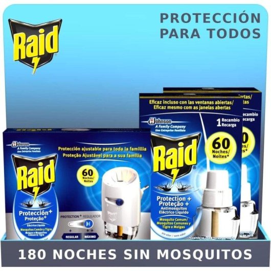 Difusor Anti Mosquitos Eléctrico Raid Protección Plus 180 Noches