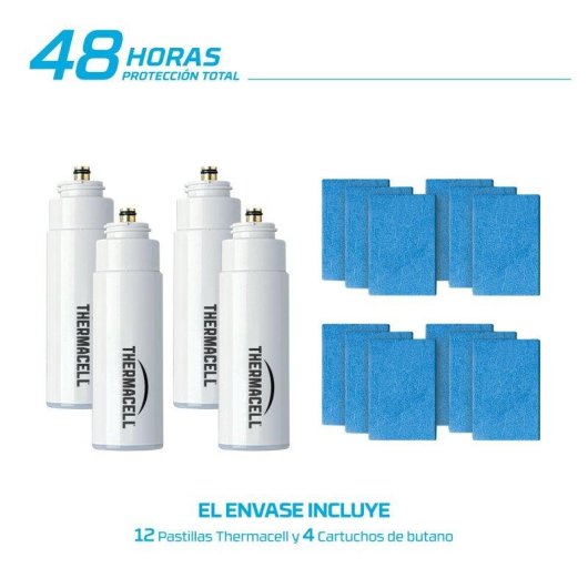 Recambio Repelente Thermacell 20 m² 48 Horas 4 Cartuchos + 12 Pastillas