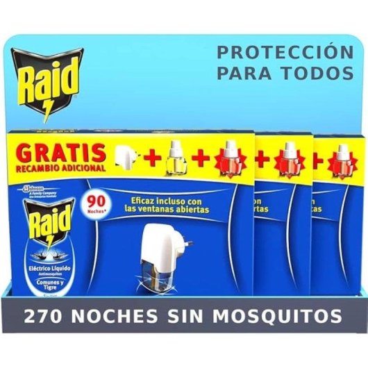 Insecticida Eléctrico RAID Pack 270 Noches 3 Unidades